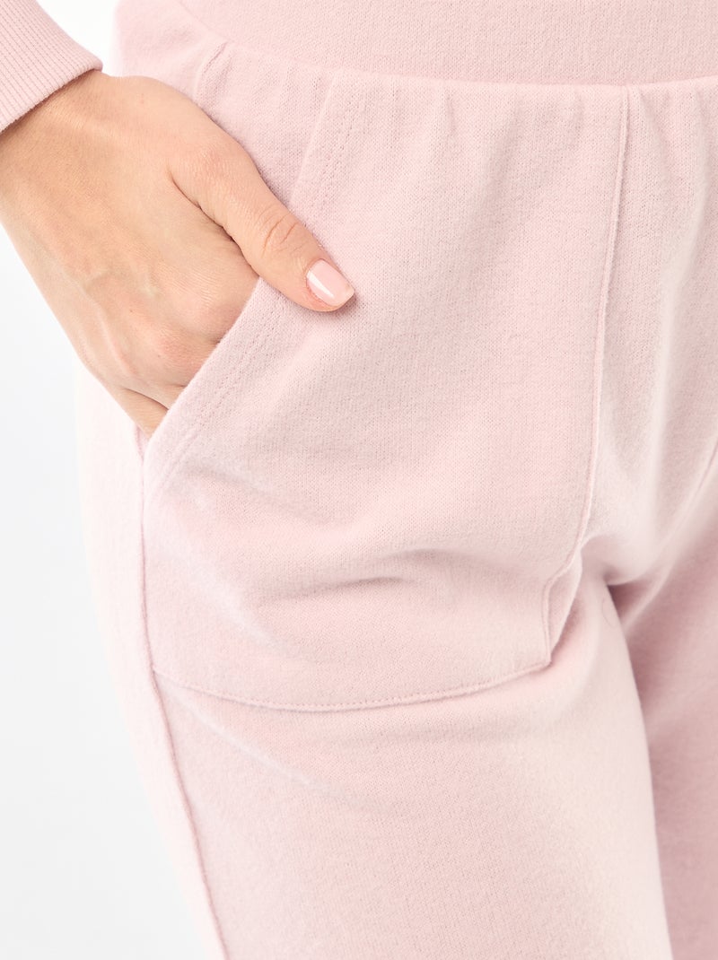 Lange pyjama van warm tricot - 2-delig Paars - Kiabi