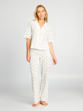 Lange pyjama van zachte, luchtige katoen met print