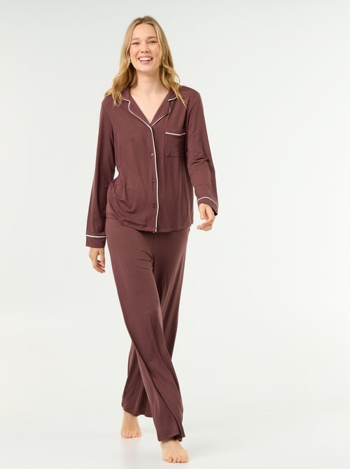 Lange pyjama van zachte stretchtricot - 2-delig - Kiabi