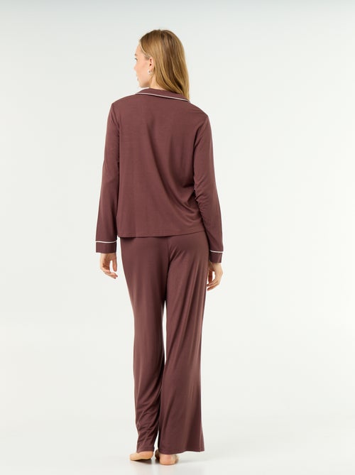 Lange pyjama van zachte stretchtricot - 2-delig - Kiabi