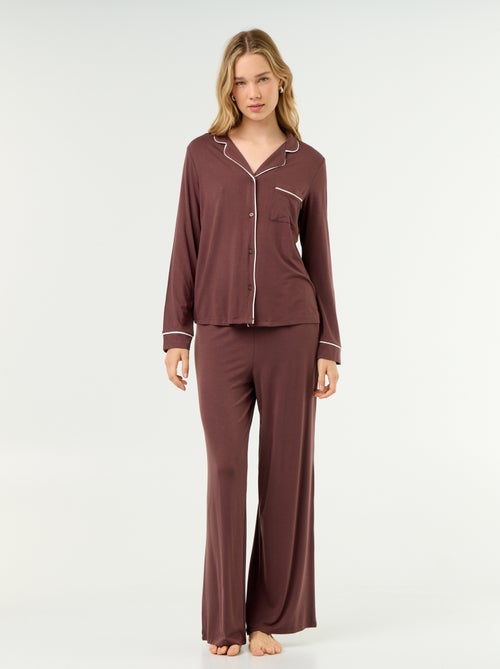 Lange pyjama van zachte stretchtricot - 2-delig - Kiabi