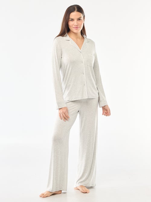 Lange pyjama van zachte stretchtricot - 2-delig - Kiabi