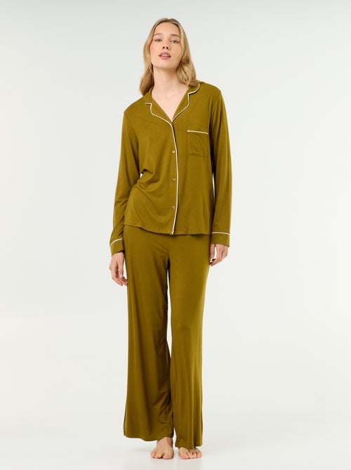 Lange pyjama van zachte stretchtricot - 2-delig - Kiabi