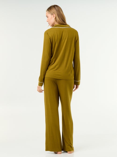 Lange pyjama van zachte stretchtricot - 2-delig - Kiabi