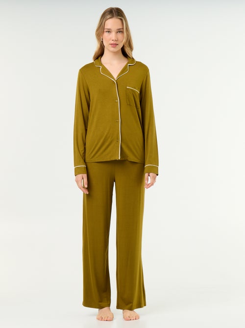 Lange pyjama van zachte stretchtricot - 2-delig - Kiabi