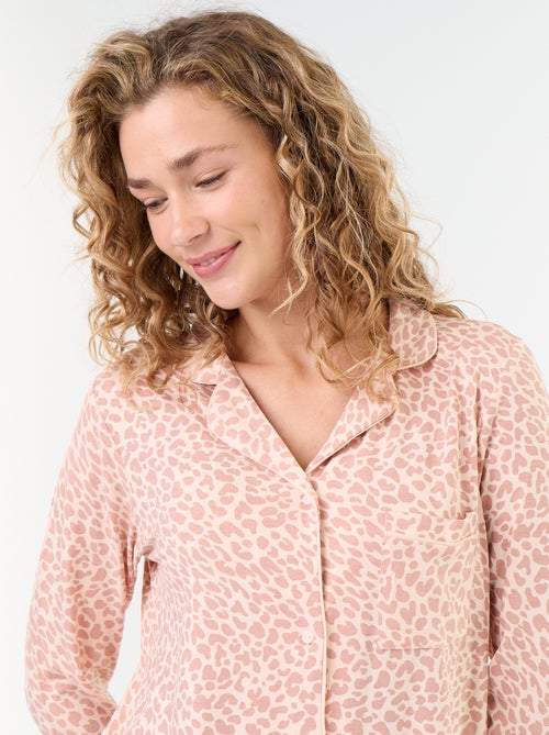 Lange pyjama van zachte stretchtricot - 2-delig - Kiabi Lange pyjama van zachte stretchtricot - 2-delig - Kiabi