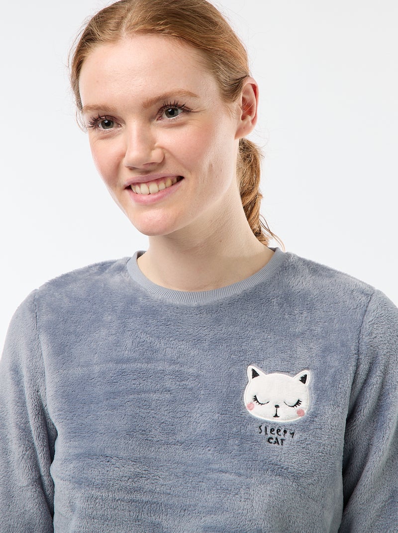 Lange pyjama van zachte tricot 2-delig Blauw - Kiabi