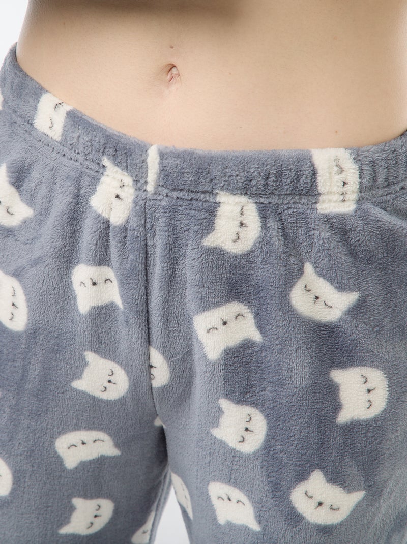 Lange pyjama van zachte tricot 2-delig Blauw - Kiabi