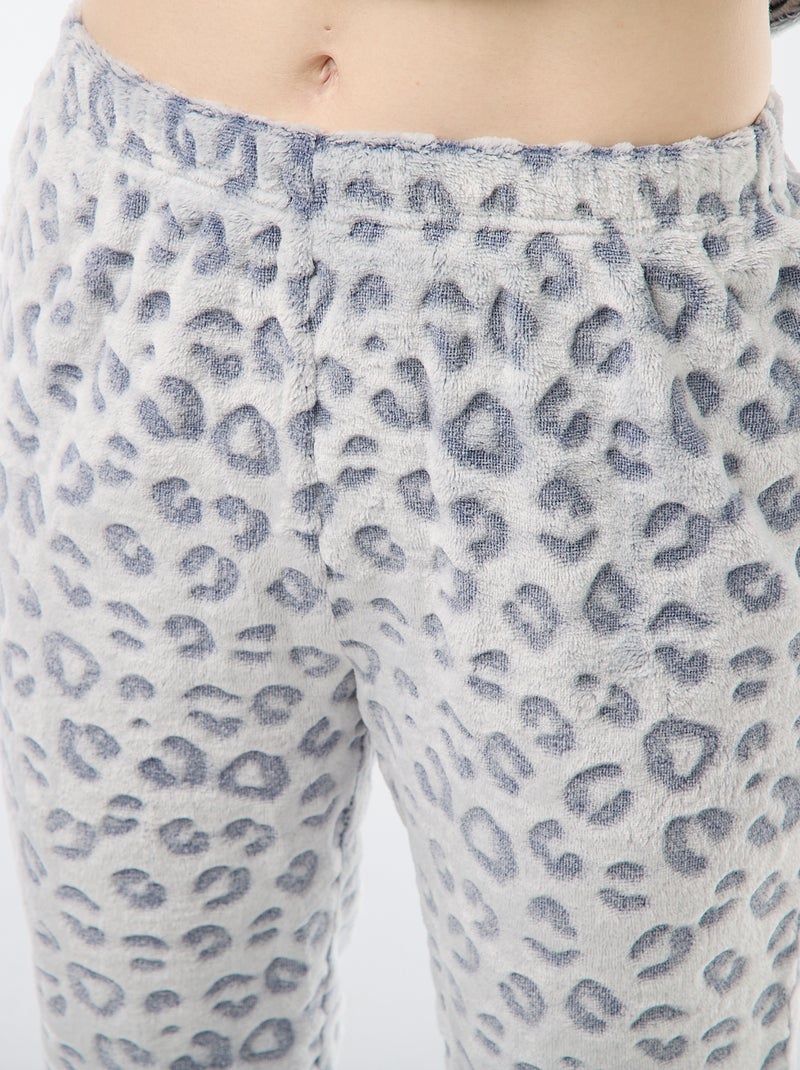 Lange pyjama van zachte tricot 2-delig Grijs - Kiabi