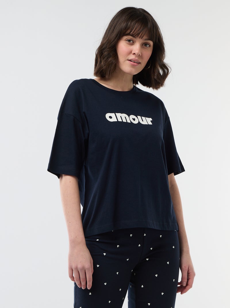 Lange pyjamaset - 2-delig Blauw - Kiabi