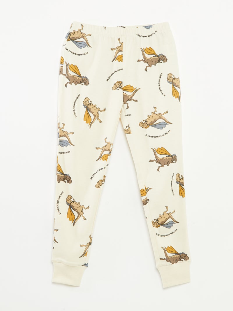 Lange pyjamaset T-shirt + broek met all-over motief Biege - Kiabi