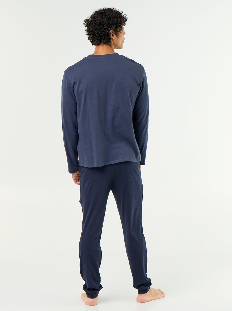 Lange pyjamaset van jersey - 2-delig Blauw - Kiabi