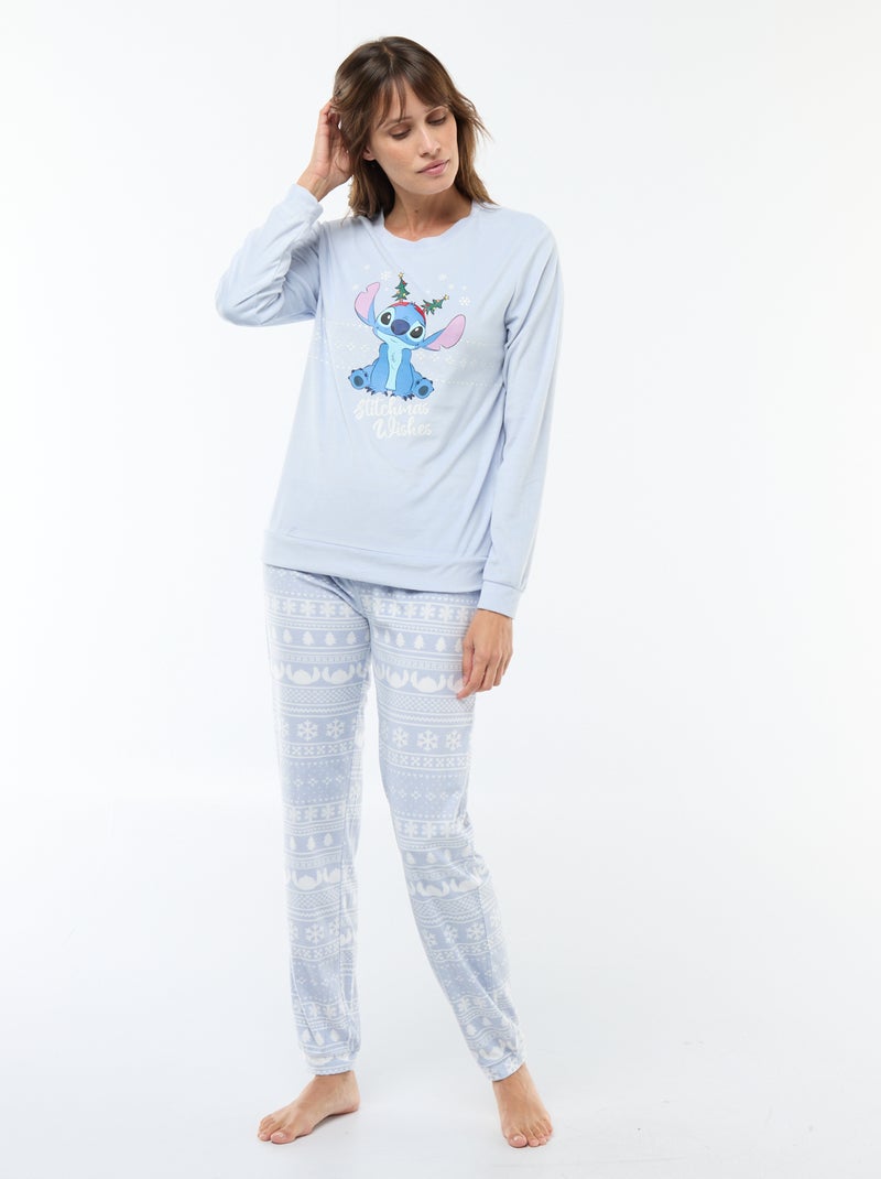 Lange pyjamaset van velours 'Stitch' 'Disney' - 2-delig Blauw - Kiabi