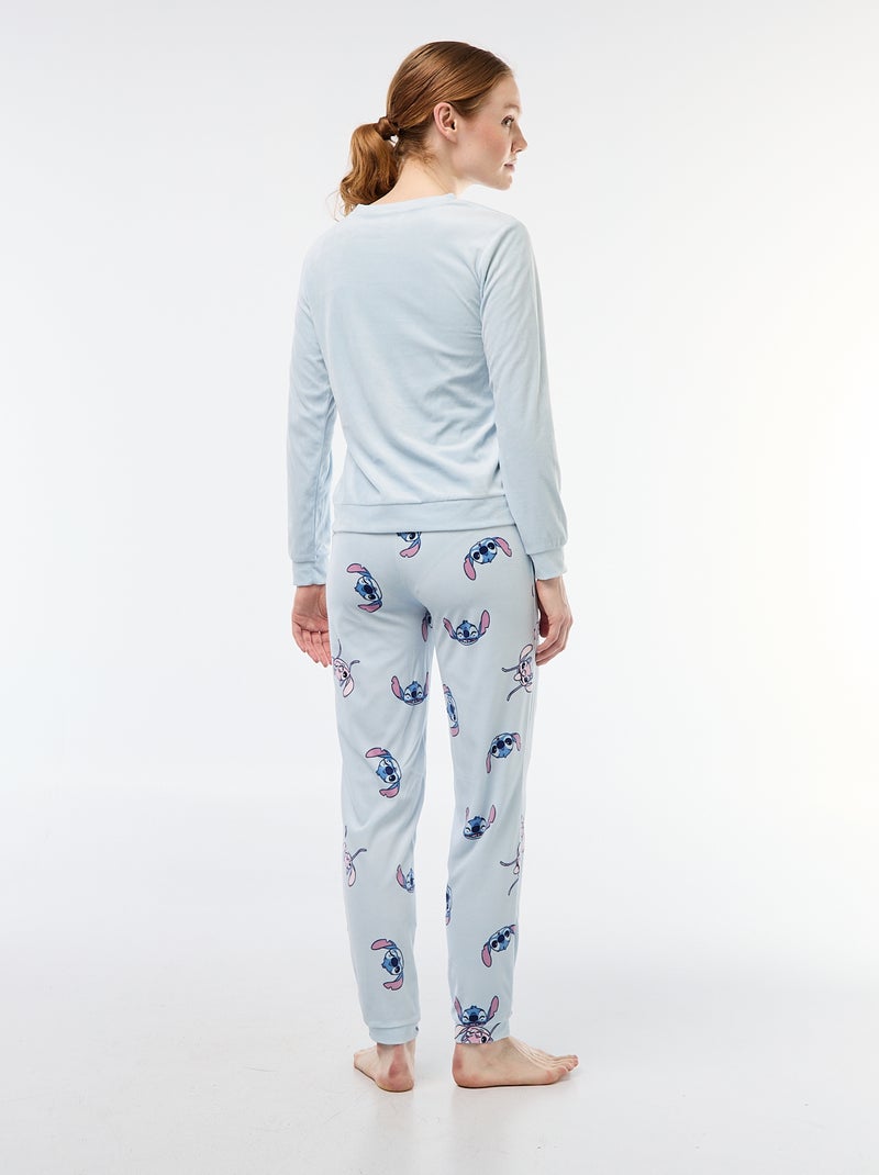 Lange pyjamaset van velours 'Stitch' 'Disney' - 2-delig Blauw - Kiabi