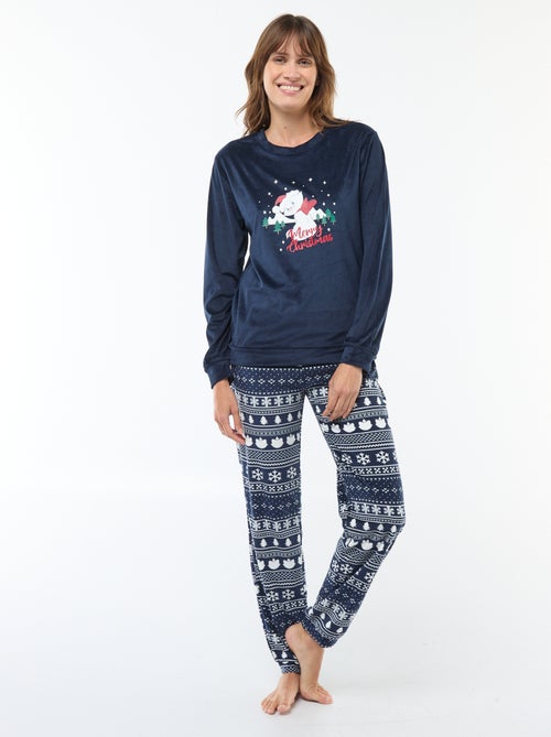 Lange pyjamaset van velours 'Stitch' 'Disney' - 2-delig - Kiabi