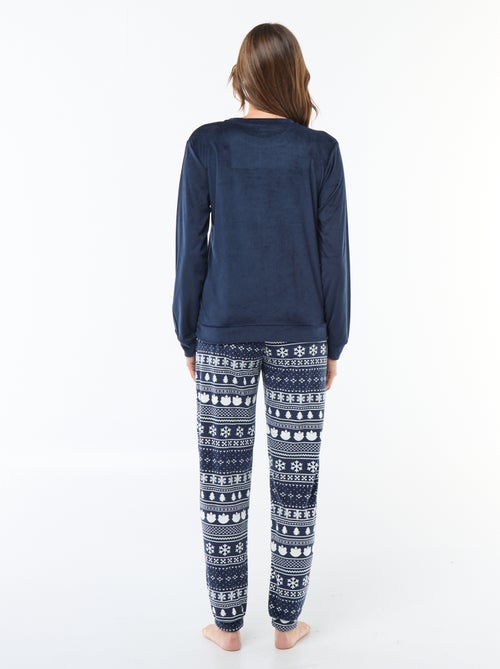 Lange pyjamaset van velours 'Stitch' 'Disney' - 2-delig - Kiabi