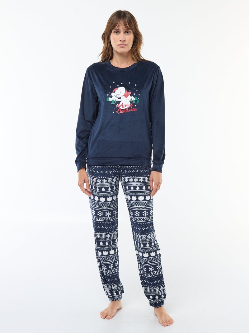 Lange pyjamaset van velours 'Stitch' 'Disney' - 2-delig Blauw - Kiabi