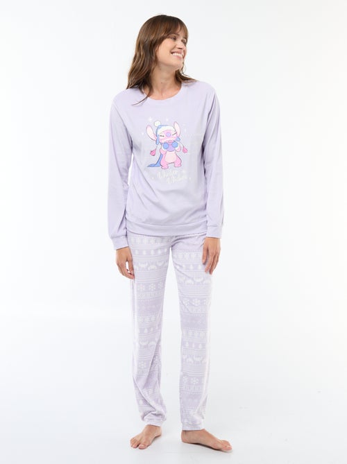 Lange pyjamaset van velours 'Stitch' 'Disney' - 2-delig - Kiabi