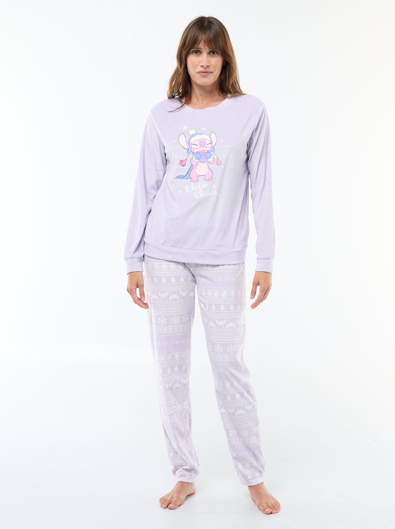 Lange pyjamaset van velours 'Stitch' 'Disney' - 2-delig Paars - Kiabi