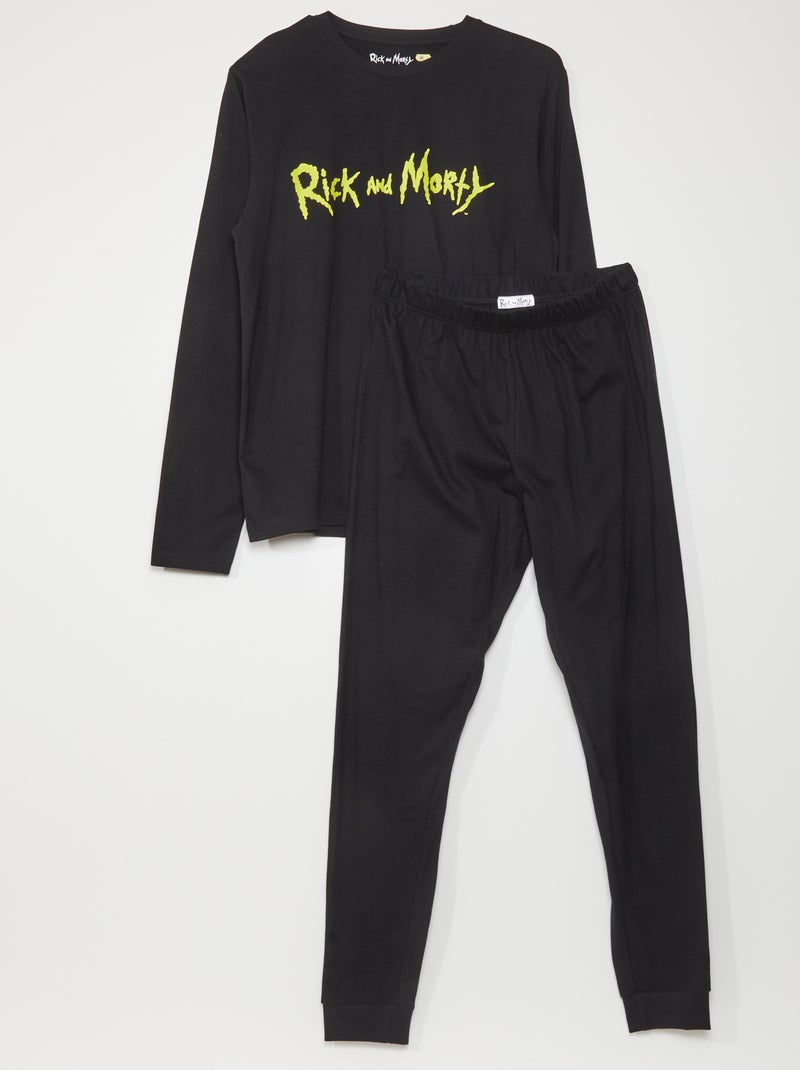 Lange Rick and Morty-pyjama van jersey - 2-delig zwart - Kiabi