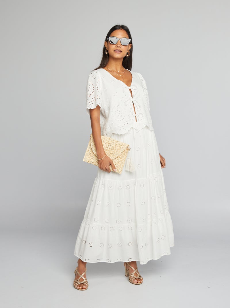 Lange rok in broderie anglaise BIEGE - Kiabi