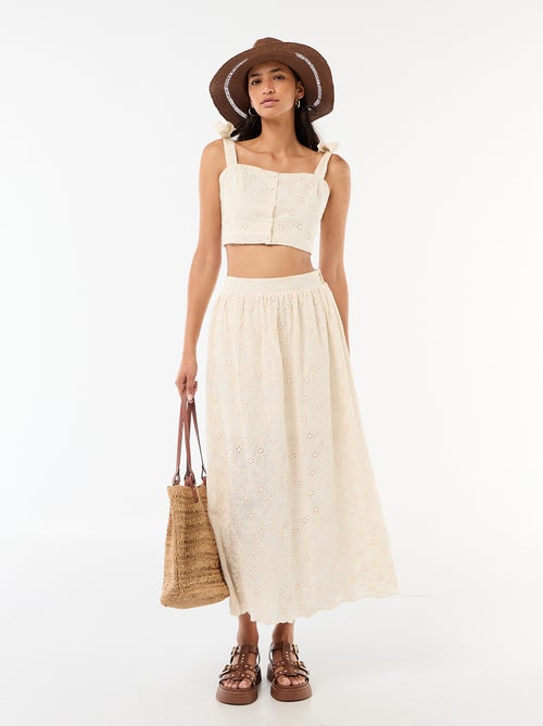 Lange rok met Engels borduurwerk - Kiabi
