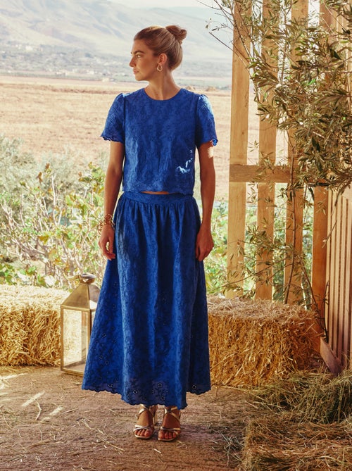 Lange rok met Engels borduurwerk - Kiabi