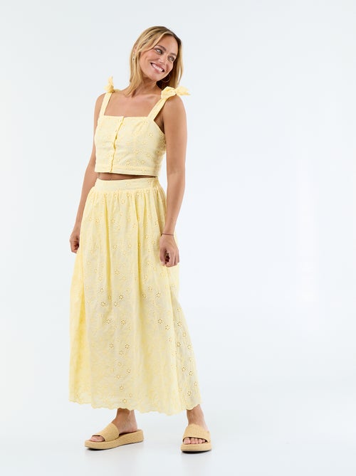 Lange rok met Engels borduurwerk - Kiabi