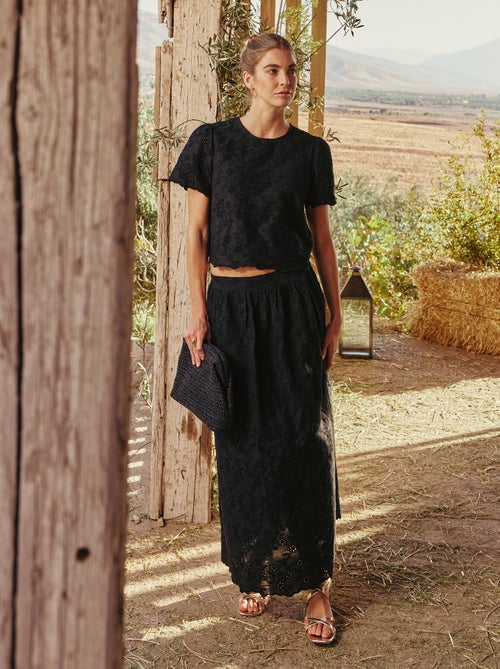 Lange rok met Engels borduurwerk - Kiabi