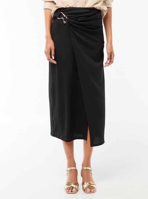 Lange rok met goudkleurige gesp in de taille - Kiabi