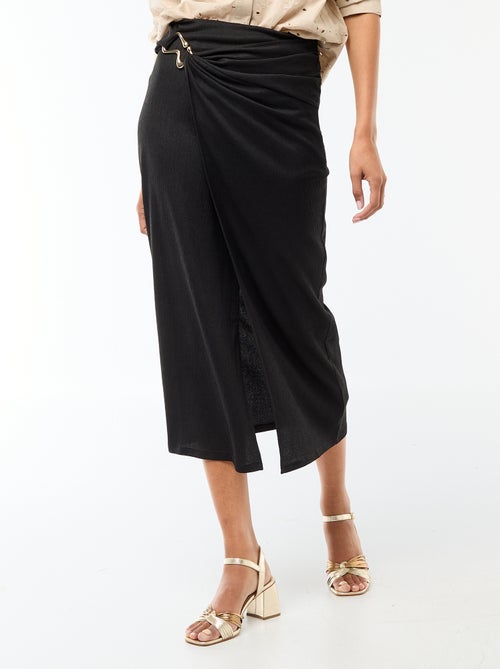 Lange rok met goudkleurige gesp in de taille - Kiabi