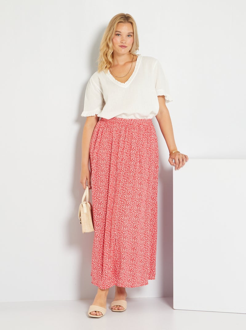 Lange rok met print ROOD - Kiabi