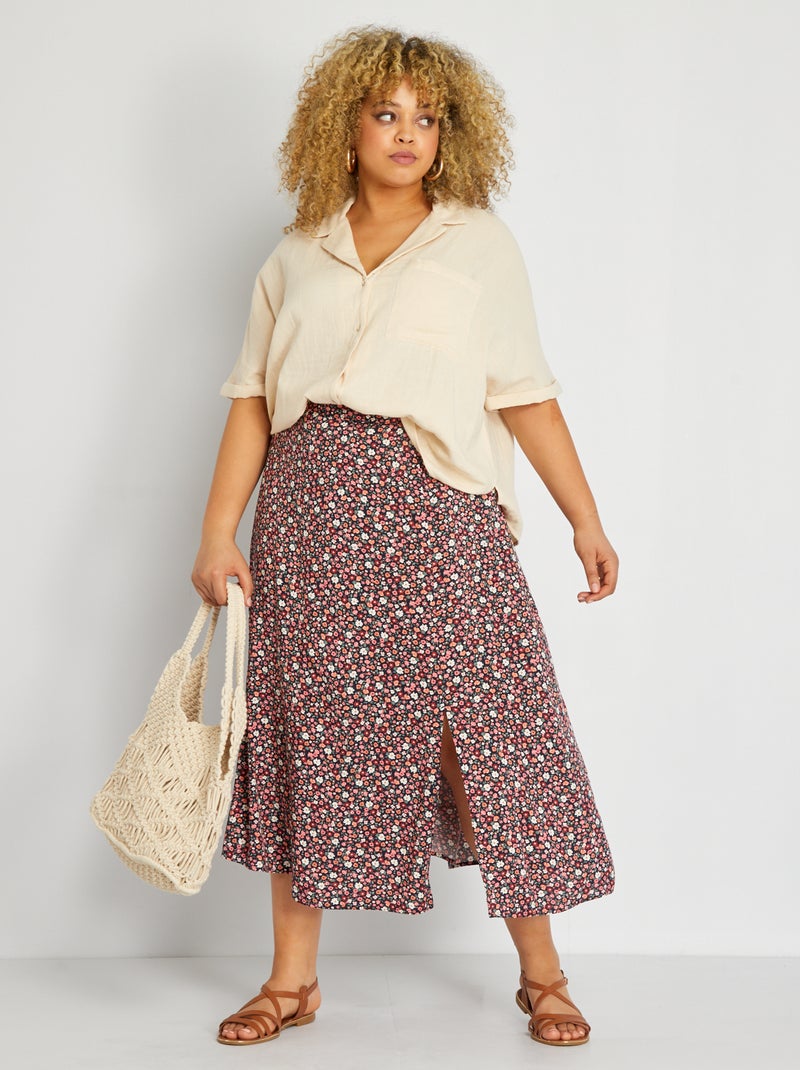 Lange rok met print ROSE - Kiabi