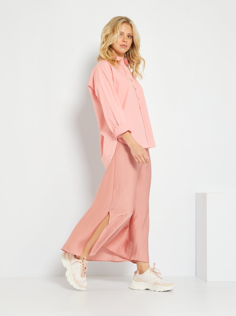 Lange rok met satijnglans roze - Kiabi