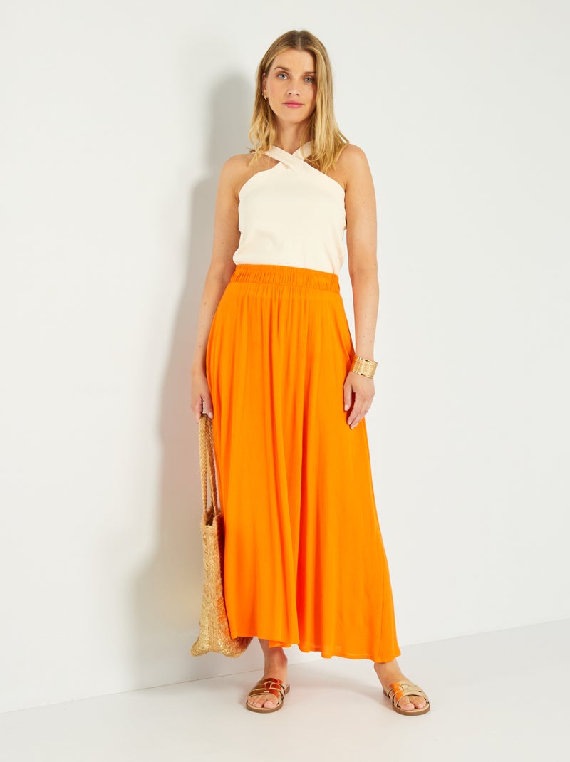 Lange rok met wafeltextuur ORANJE - Kiabi