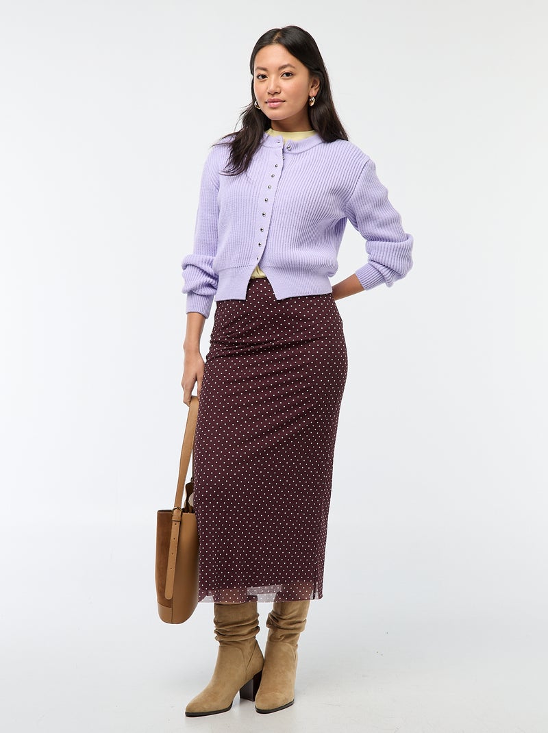 Lange rok van mesh met stippen Bruin - Kiabi