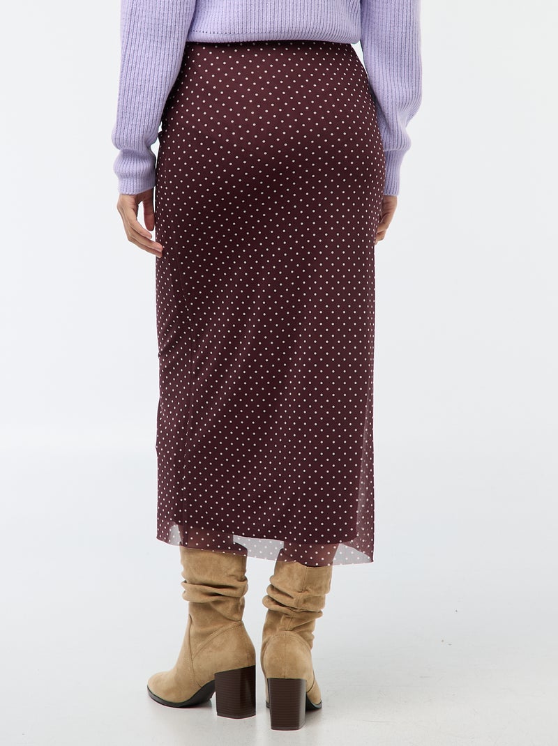 Lange rok van mesh met stippen Bruin - Kiabi