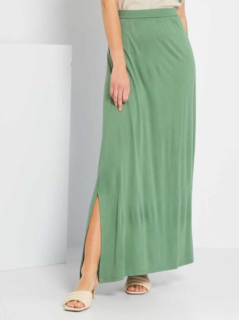 Lange rok van tricot GROEN - Kiabi