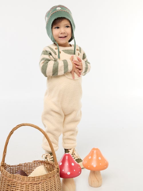 Lange salopette met schapenvachteffect en bandjes - Kiabi