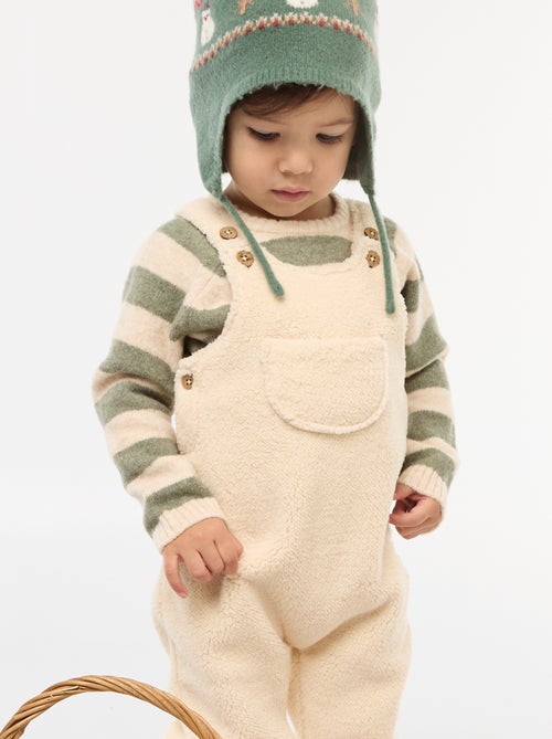 Lange salopette met schapenvachteffect en bandjes - Kiabi