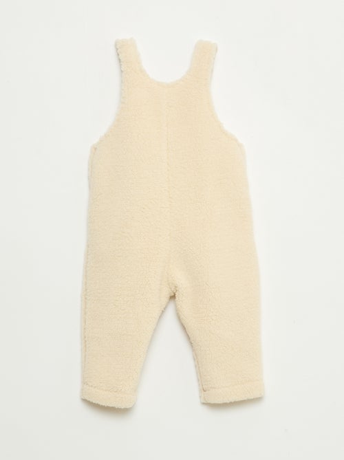 Lange salopette met schapenvachteffect en bandjes - Kiabi