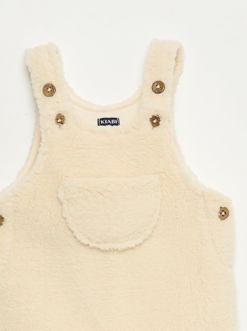 Lange salopette met schapenvachteffect en bandjes - Kiabi
