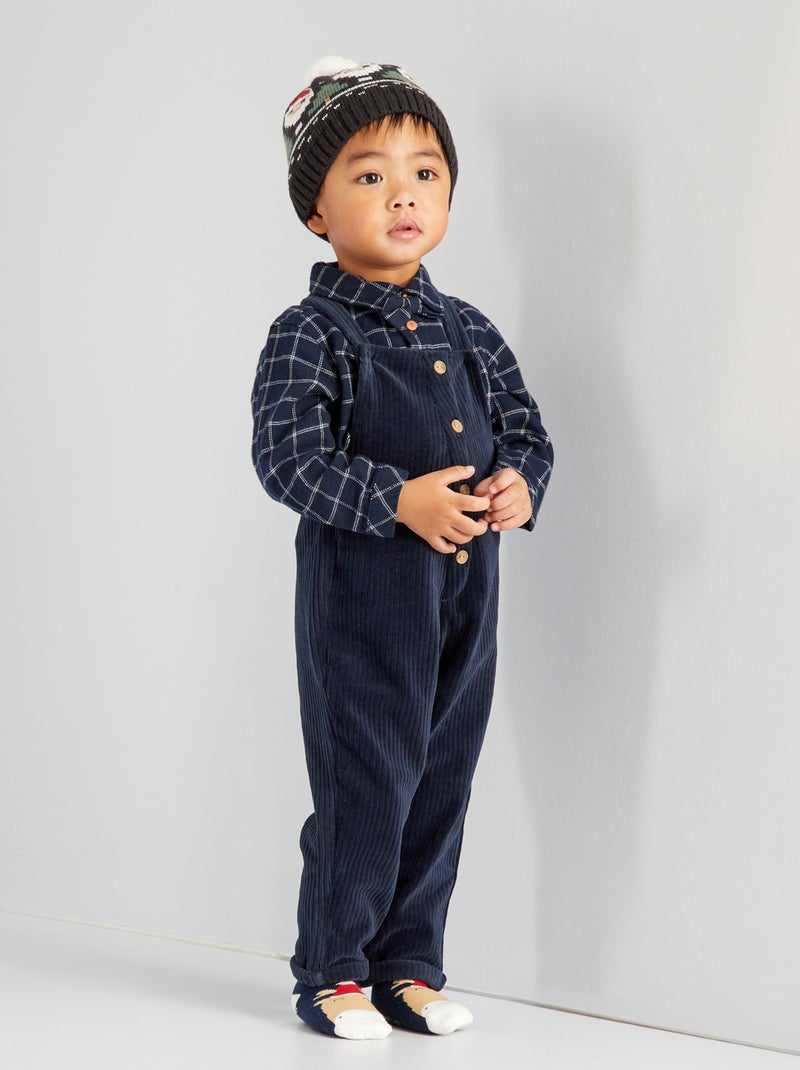 Lange salopette van tricot BLAUW - Kiabi