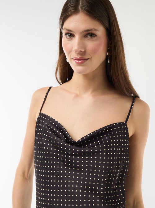 Lange satijnen jurk met fijne schouderbandjes - Kiabi