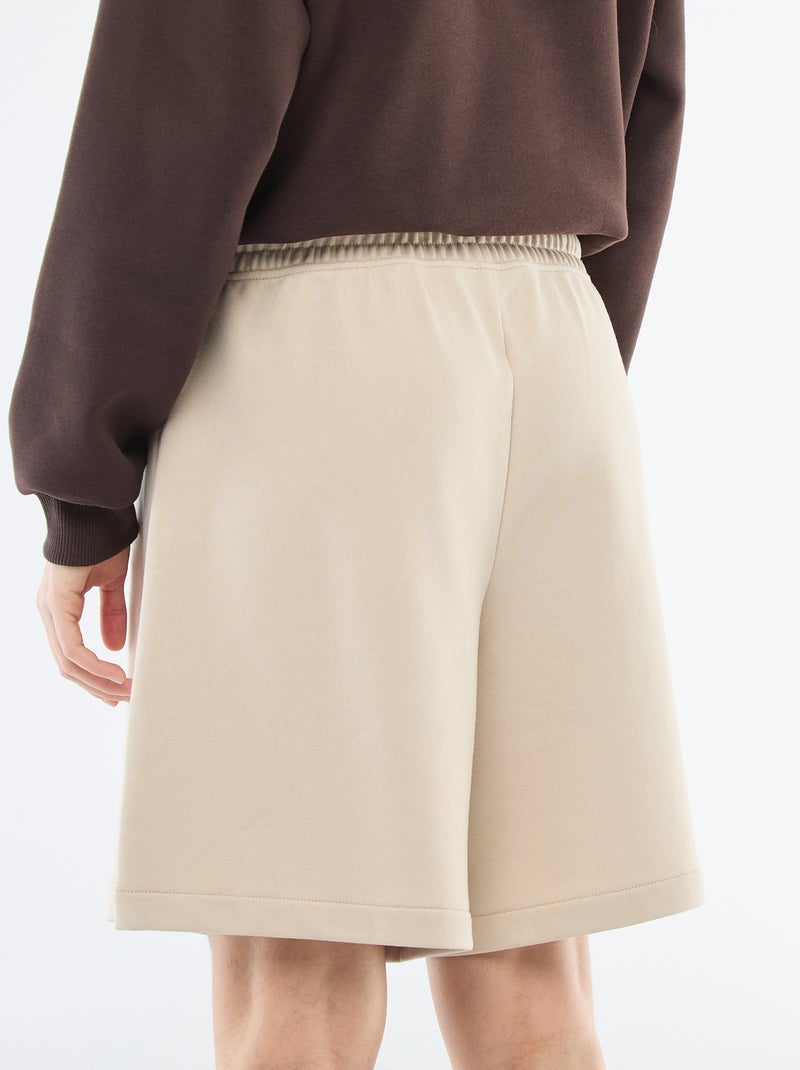 Lange short van french terry Biege - Kiabi