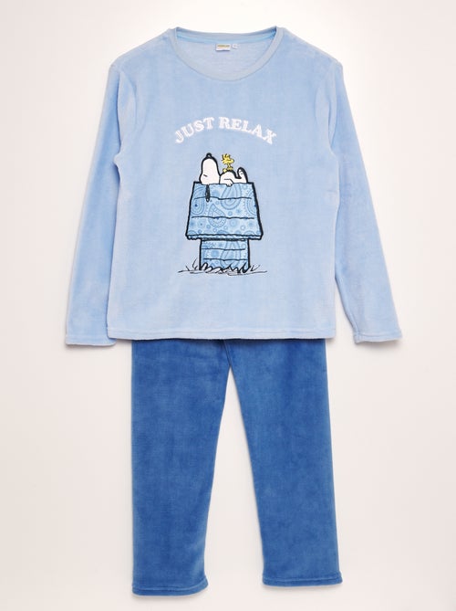 Lange Snoopy-pyjama van fleecestof - 2-delig - Kiabi