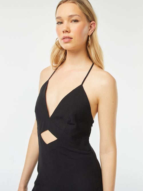 Lange, soepelvallende jurk met bandjes - Kiabi