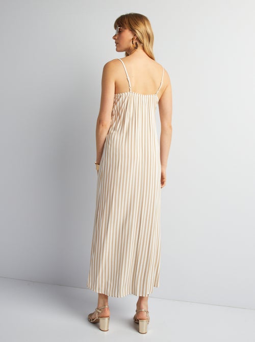 Lange, soepelvallende jurk met smalle bandjes - Kiabi