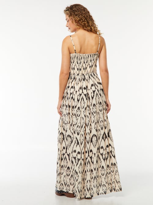 Lange, soepelvallende jurk van kreukeltricot - Kiabi