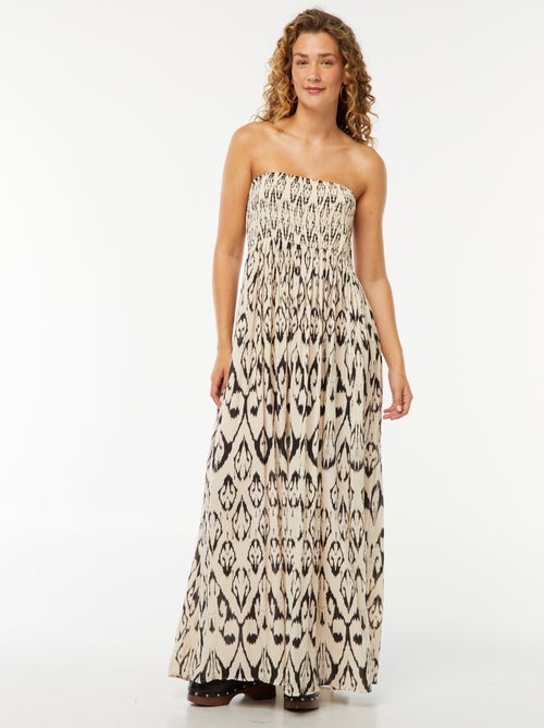 Lange, soepelvallende jurk van kreukeltricot - Kiabi